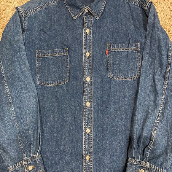 Men's Levi's Thick Sturdy Long-Sleeved Denim Button-down Shirt Size XXL 2XL VGC - Picture 2 of 6